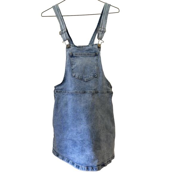 Forever 21 Medium Overall Dress Denim Zip Side Boho Y2K Blue Jean Schoolgirl - Picture 1 of 5